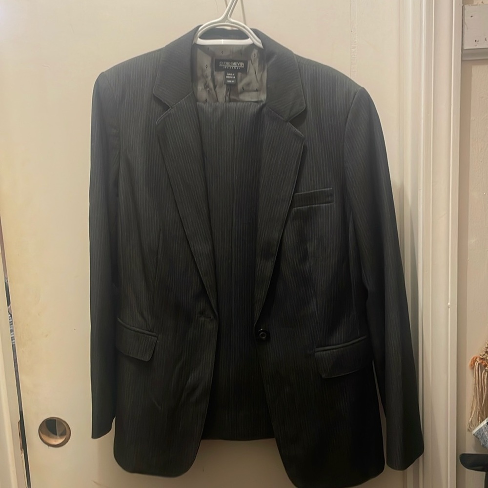 John Meyer Grey Pinstripe Pants Suit